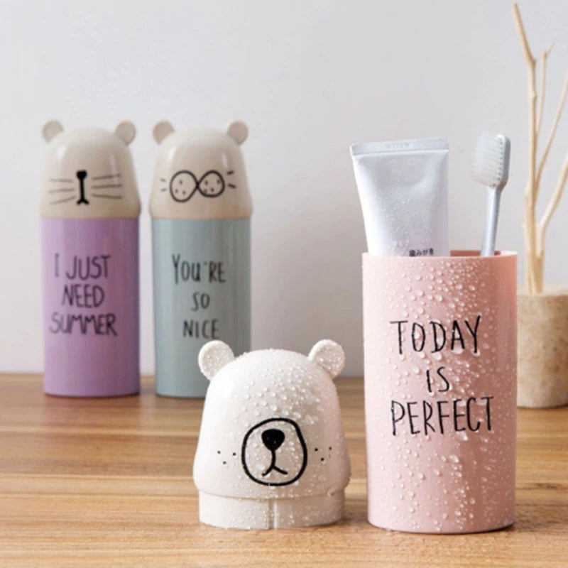 Cute Bear Toothbrush & Paste Holder