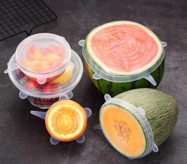 Premium Reusable Microwave/Dishwasher/Freezer Safe Silicone Stretch Lids ( PACK OF 6 )