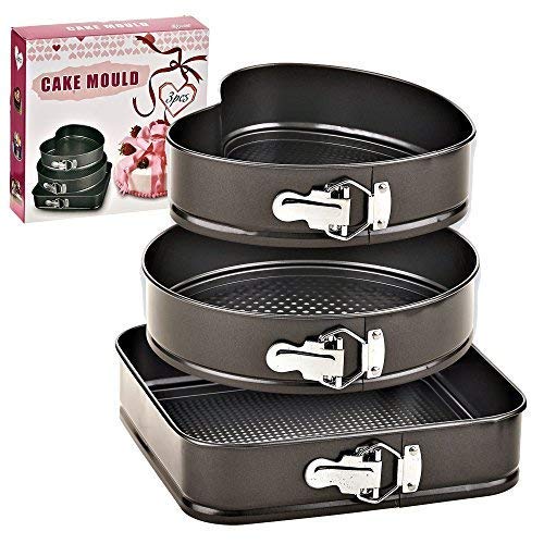 3 Pcs Cake Mould Heart, Square & Round