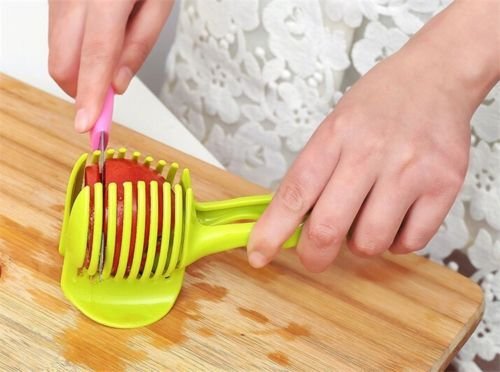 Tomato Slicer Fruits, Potato, Onion, Lemon Cutter Tool Perfect Slicer Cutting Holder