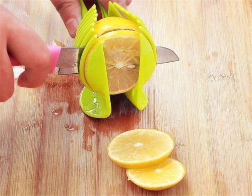 Tomato Slicer Fruits, Potato, Onion, Lemon Cutter Tool Perfect Slicer Cutting Holder