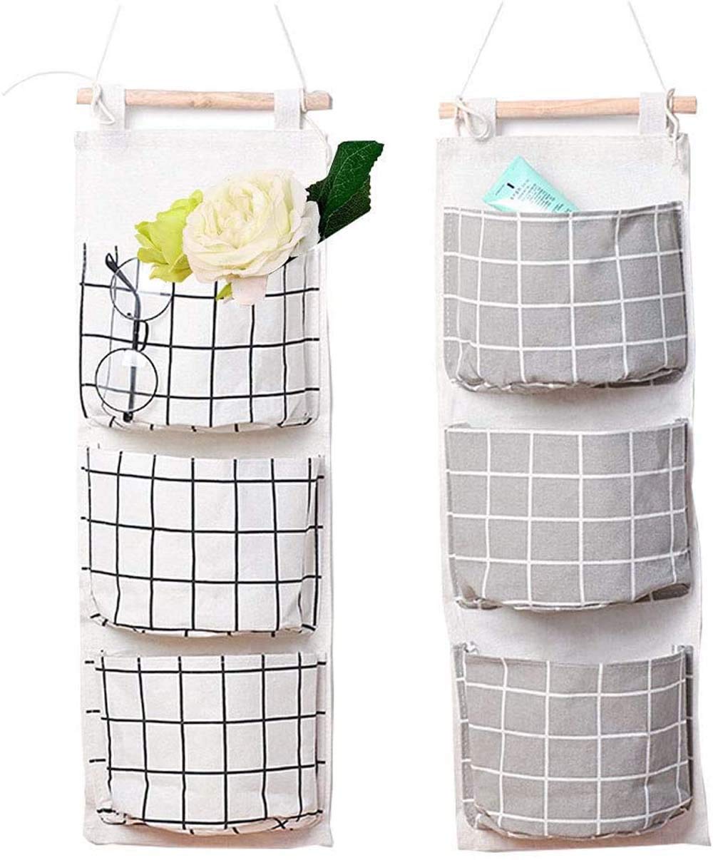 3 Pocket Cosmetic, Toys Wall Hanging Storage Bag, Bedroom, Living Room Decoration Wall Pouch