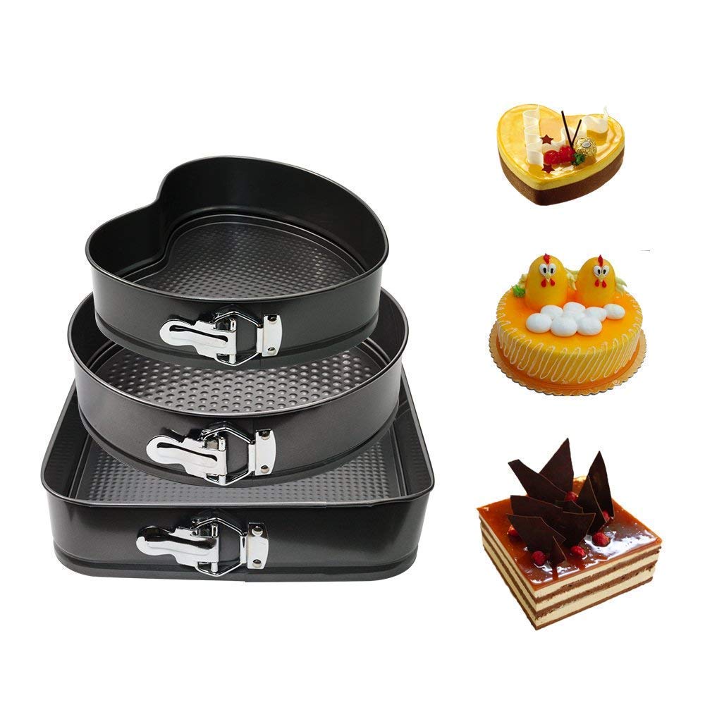 3 Pcs Cake Mould Heart, Square & Round
