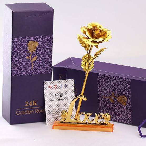 24K Golden Rose With Stand