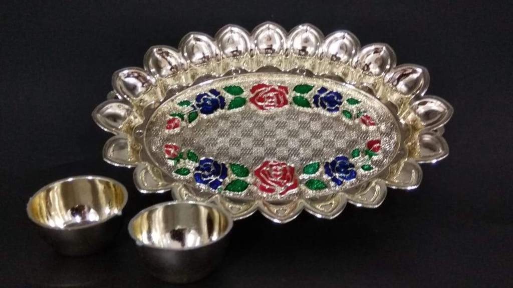 8 Inch Mina Pooja Thali