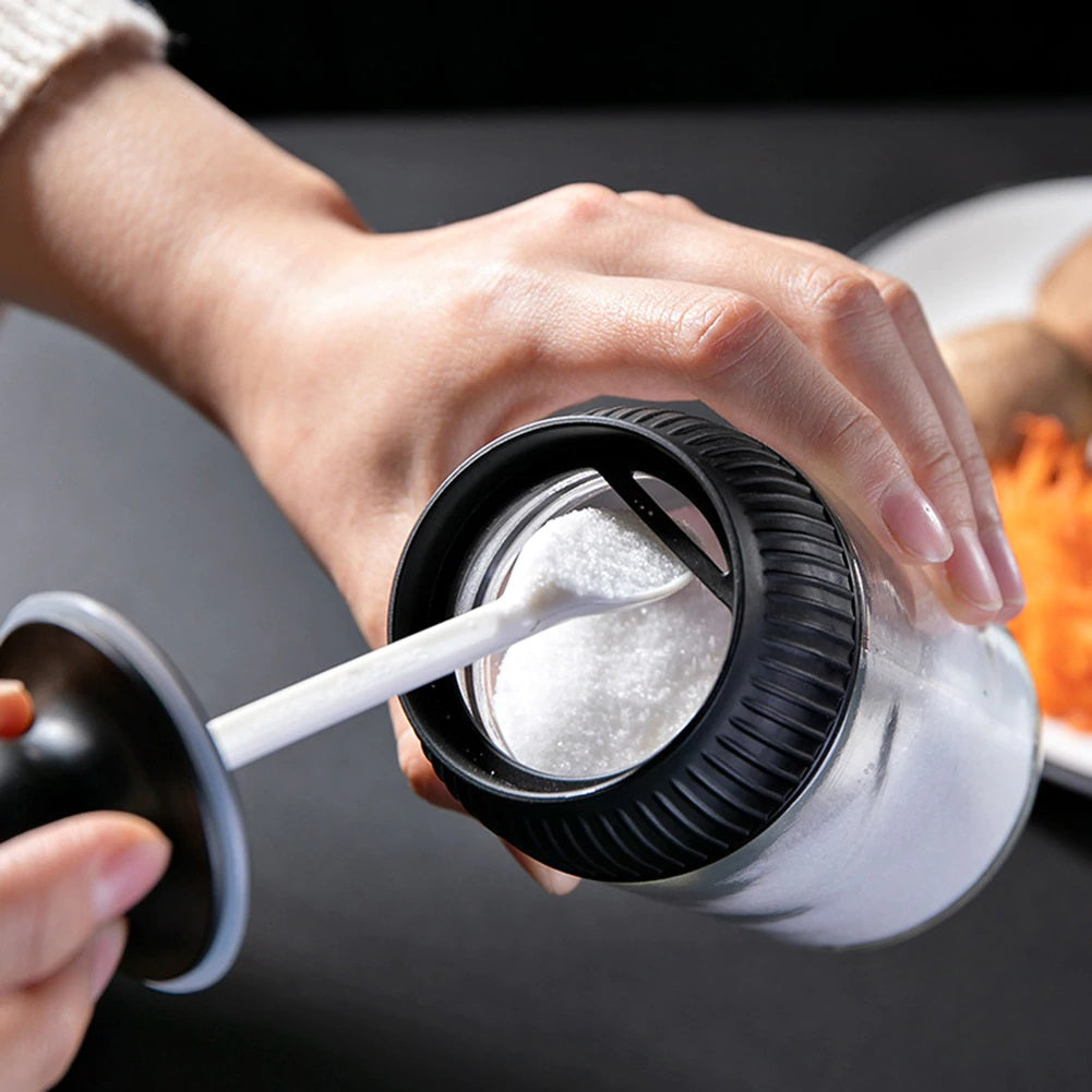 3Pcs Portable Spice jar kit Oil Brush, Honey Lid, Seal Seasoning Spoon,