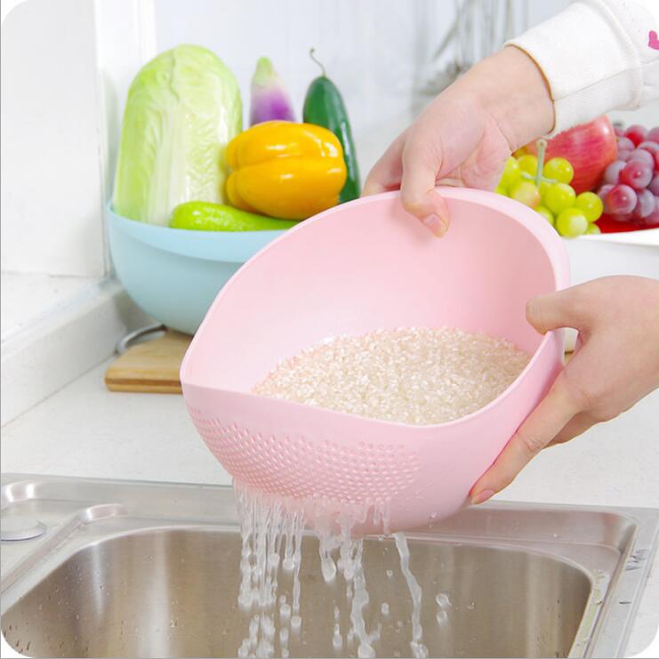 Rice Bowl Plastic Fruit Bowl Thick Drain Basket with Handle