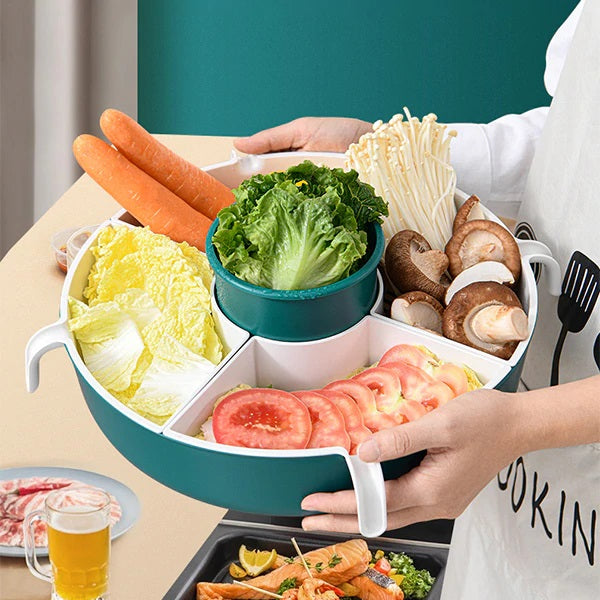 three-layer rotating hot pot platter compartment