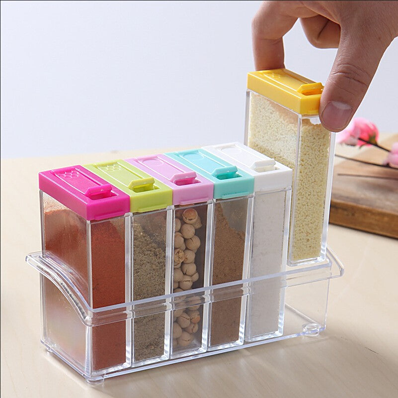 6 Spice Jar set,Plastic Spice Jars Dispenser Easy Flow Storage