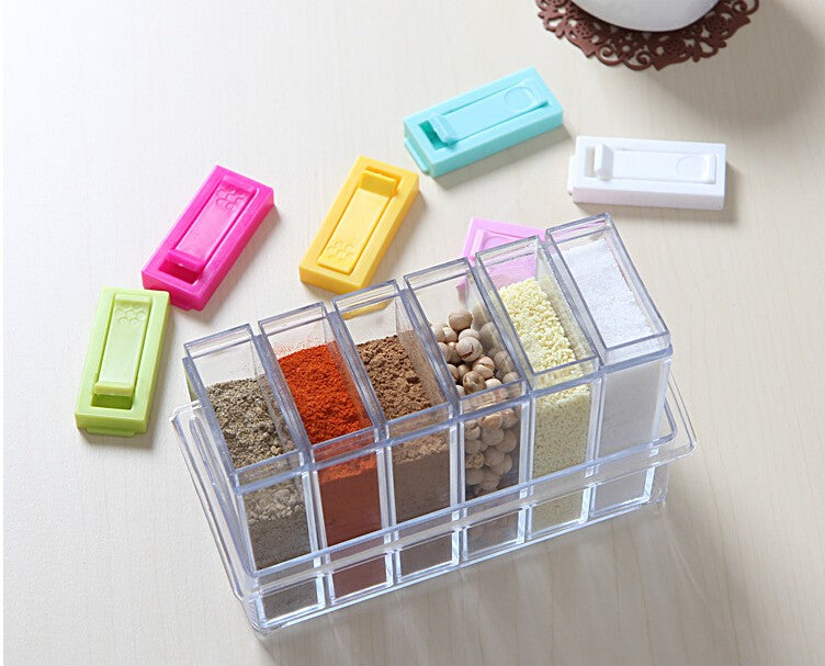 6 Spice Jar set,Plastic Spice Jars Dispenser Easy Flow Storage
