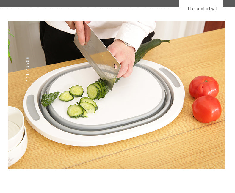 3 in 1 Multi functional Kitchen Foldable Cutting, Chopping Board, Collapsible Dish Tub