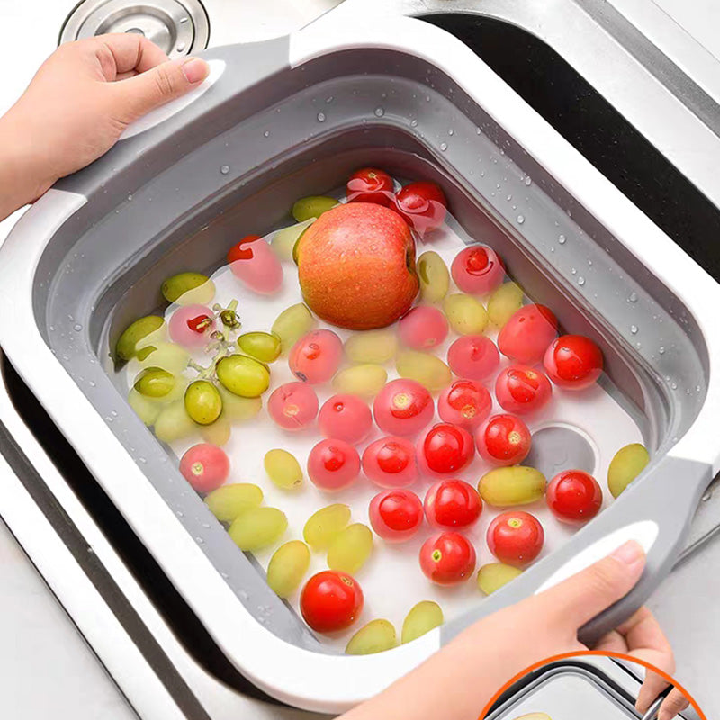 3 in 1 Multi functional Kitchen Foldable Cutting, Chopping Board, Collapsible Dish Tub