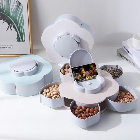5 Compartments Flower Candy Box Serving Rotating Box for Home & Kitchen