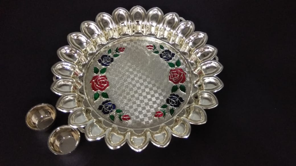 8 Inch Mina Pooja Thali