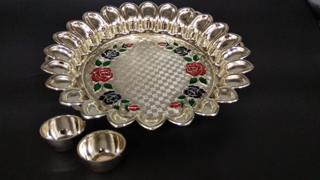 8 Inch Mina Pooja Thali