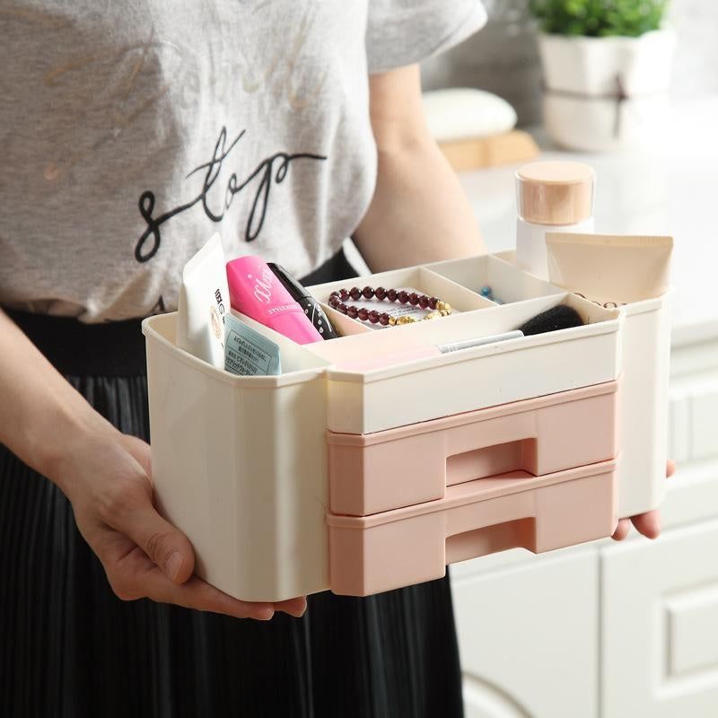 Double Drawer Plastic Desktop Organiser