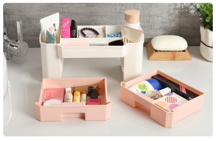 Double Drawer Plastic Desktop Organiser