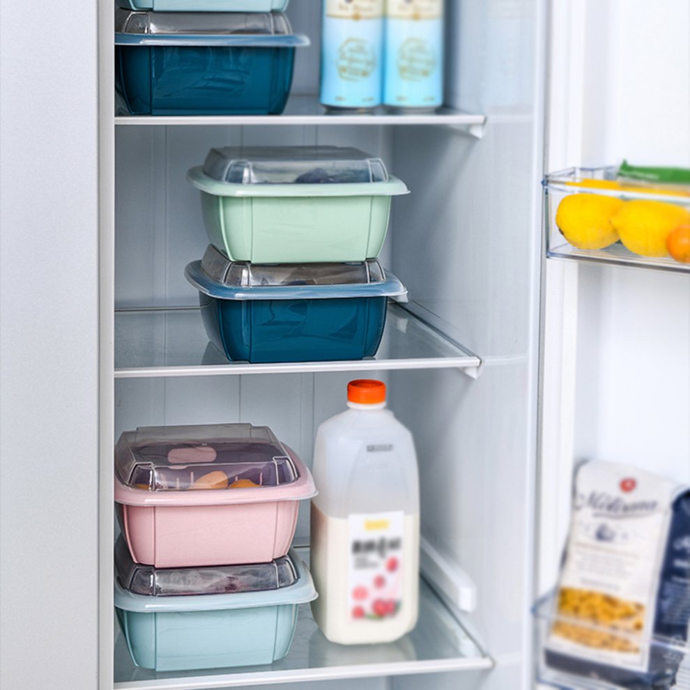 Double-Layer Refrigerator Drain Storage Basket With Lid
