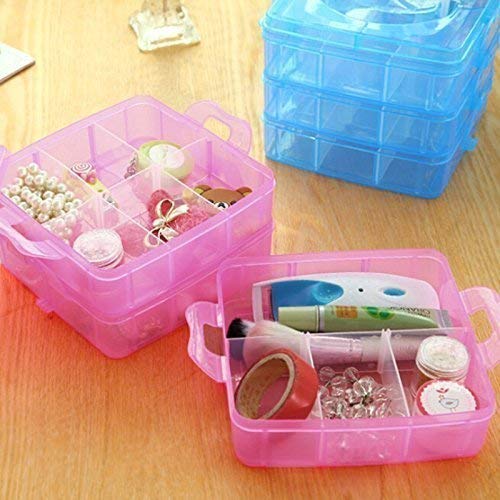 3 Layer 18 Grid Plastic Transparent Jewelry Storage Box