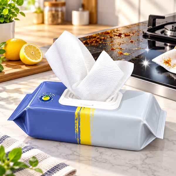 Heavy Oil & Grease Remover Wet Wipes for Kitchen