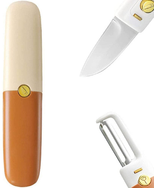 2-in-1 Stainless Steel Knife & Peeler Combo with Interchangeable Handle