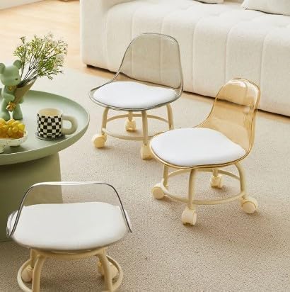 Acrylic Rolling Mini Sofa Chair with BackRest 360° Rotating SEAT