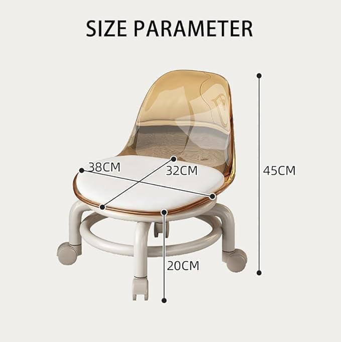Acrylic Rolling Mini Sofa Chair with BackRest 360° Rotating SEAT