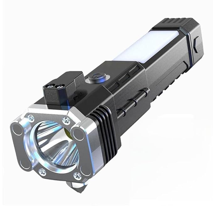 High Power Flashlight with Glass Breaker & Seat Belt Cutter