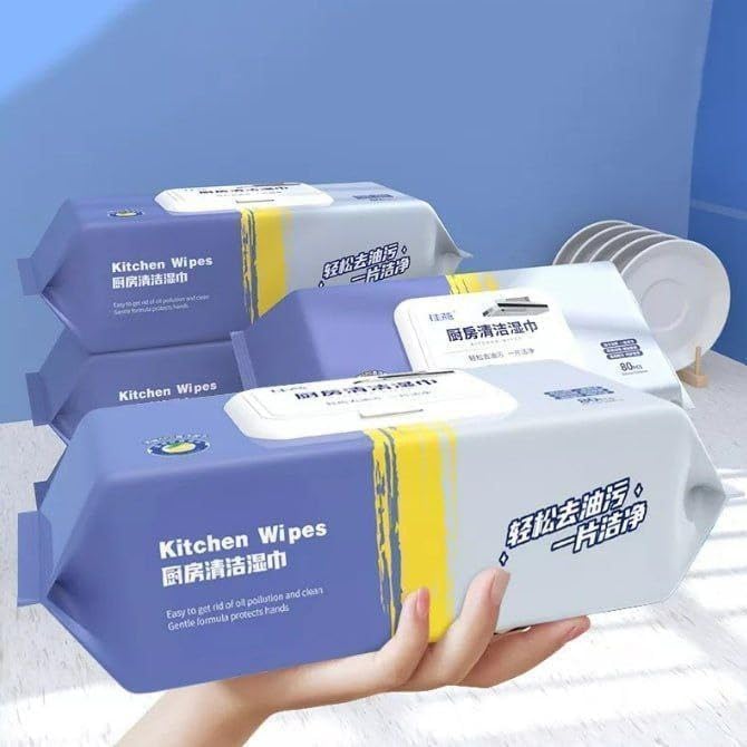 Heavy Oil & Grease Remover Wet Wipes for Kitchen