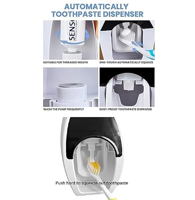Automatic Toothpaste Dispenser with 5-Slot Toothbrush Holder