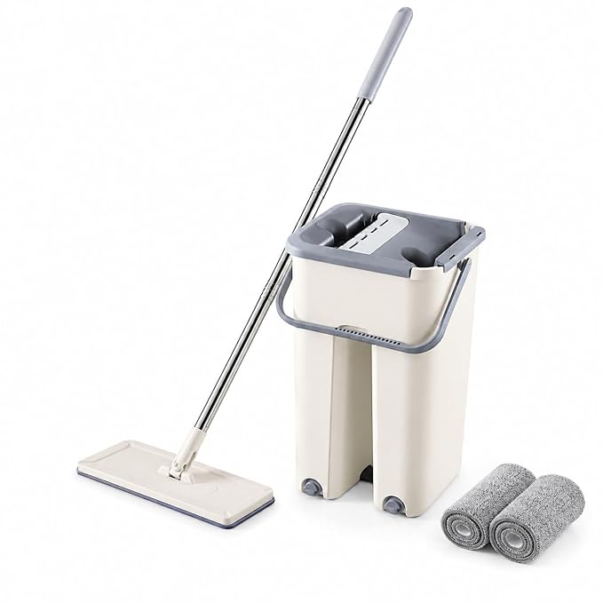 Telescopic Floor Cleaning Mop Set with 2 Reusable Pads