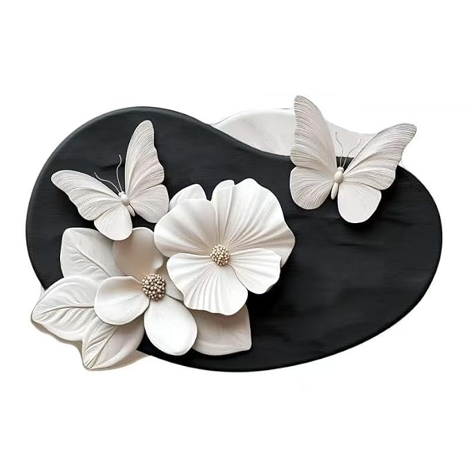 3D Floral Bath Mat with Butterfly Design