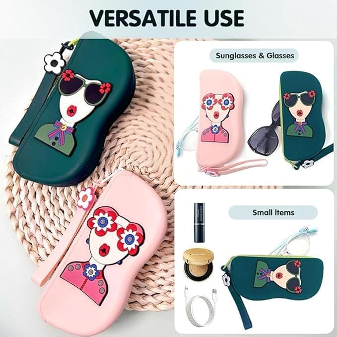 Silicone Sunglass Case with Zipper and Wrist Strap