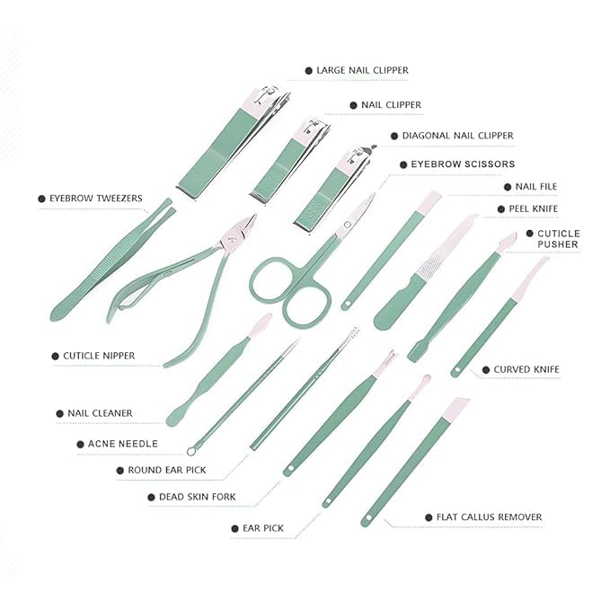 Manicure Pedicure Tools with Luxury Travel Case