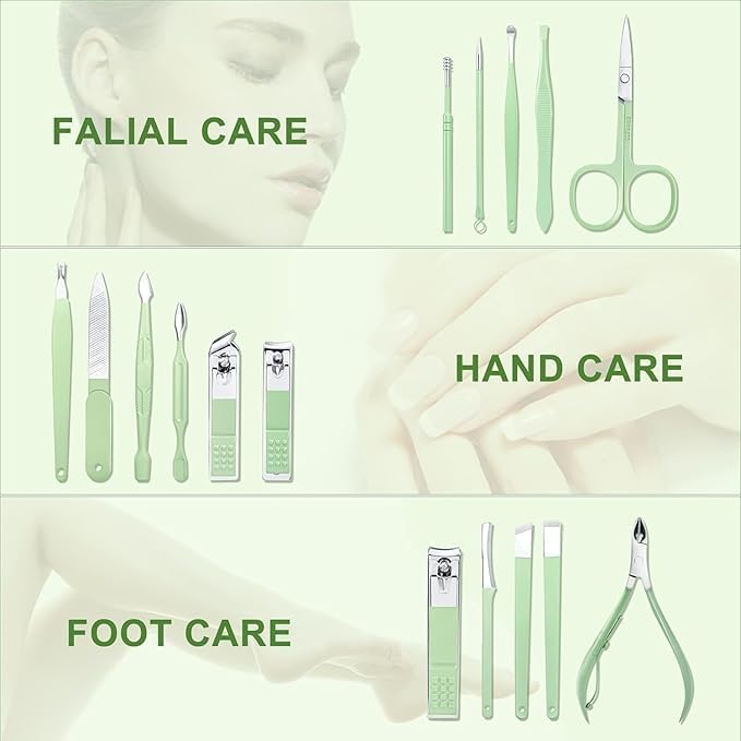 Manicure Pedicure Tools with Luxury Travel Case