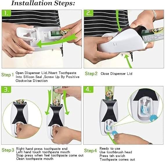Automatic Toothpaste Dispenser with 5-Slot Toothbrush Holder