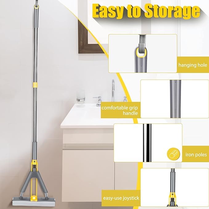 Sponge Mop with 1 Super Absorption Sponge Head