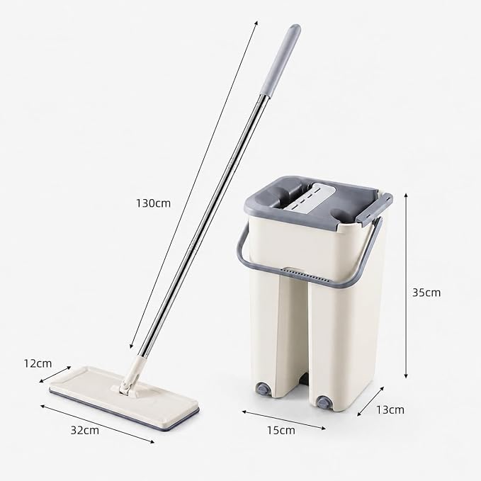 Telescopic Floor Cleaning Mop Set with 2 Reusable Pads