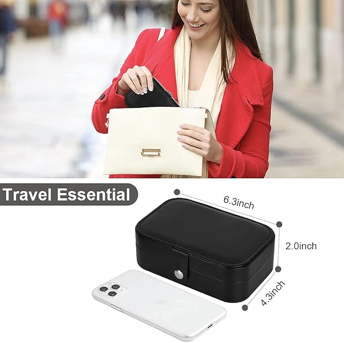 Mini Jewellery Box Organiser Portable Travel Double-Layer Jewelry Box