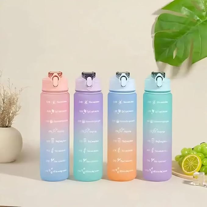 1 Liter Motivational Water Bottle with Straw & Time Marker