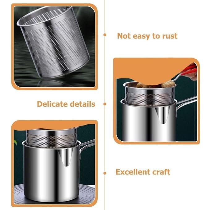 Deep Frying Pot with Strainer Basket