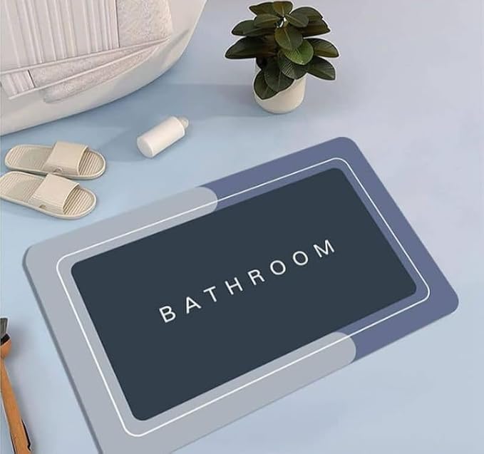 Rectangle Rubber Grey Bathroom Mat