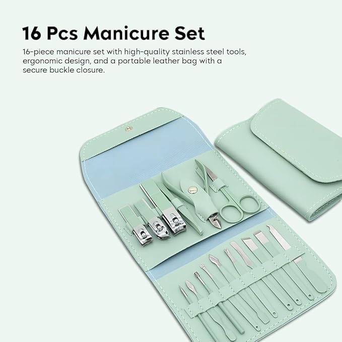 Manicure Pedicure Tools with Luxury Travel Case