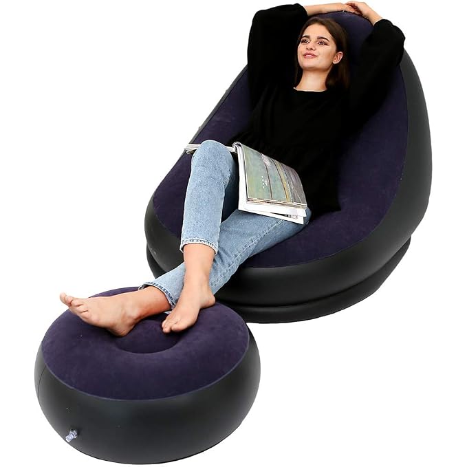 Inflatable Sofa Chair and Footstool Outdoor Folding Sofa