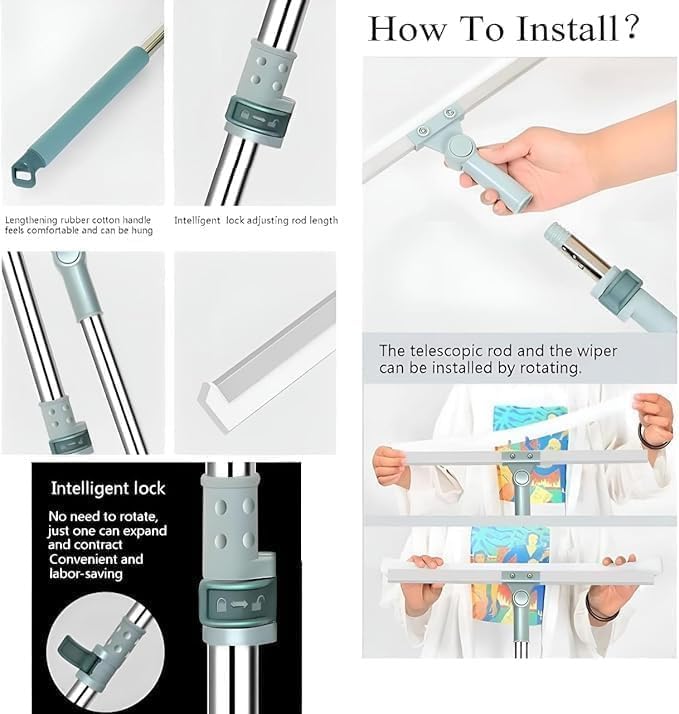 Magic Broom Silicone Floor Wiper with 180° Rotating Squeegee