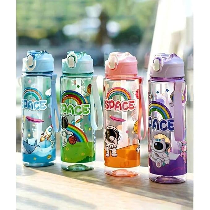 Space Themed Astronaut Kids Water Bottle with Straw