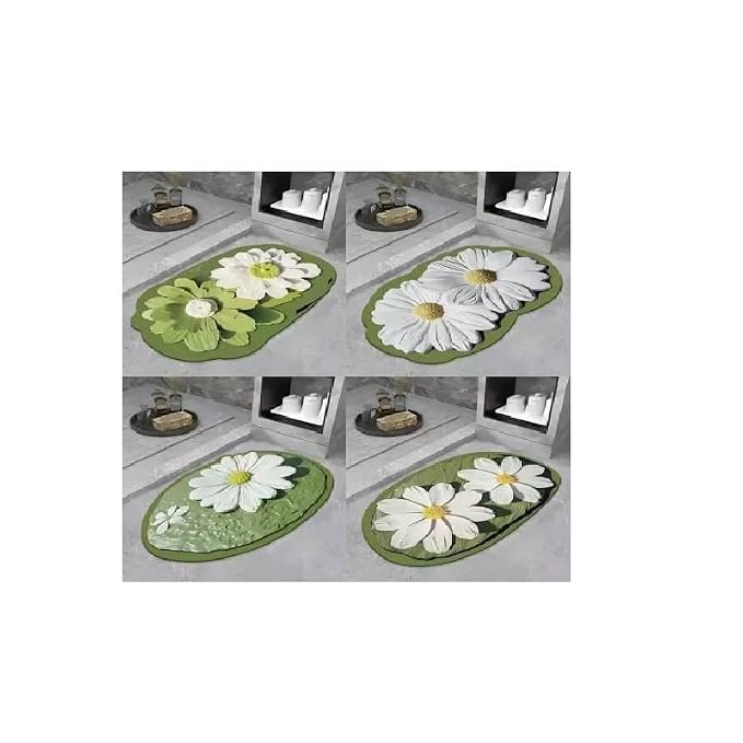 Water Absorbent 3D Multi Flower Design Anti-Slip Mat