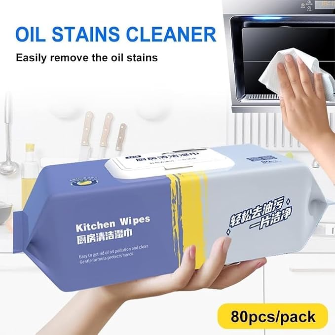 Heavy Oil & Grease Remover Wet Wipes for Kitchen