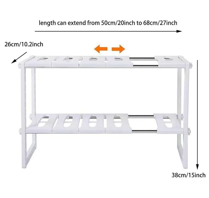 Under Sink Storage Organizer Rack, Expandable 2 Tier Holder