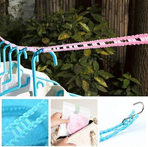 Windproof Anti-Slip Clothes Washing Line Drying Nylon Rope with Hooks
